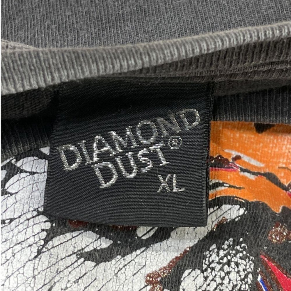 Vintage 90's Diamond Dust Black Graphic T-Shirt Size XL - Picture 6 of 7